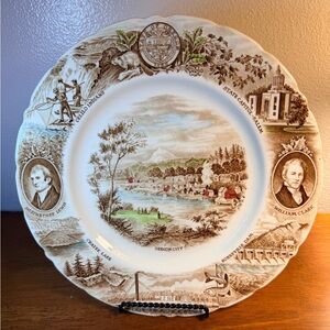Vintage Oregon City Brown and Cream Scenic Plate